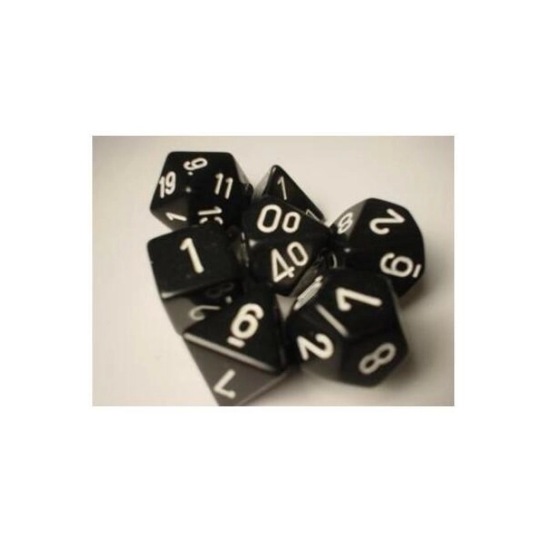 Dice Opaque Polyhedral 7-Die Sets - Black w/white