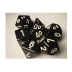 Dice Opaque Polyhedral 7-Die Sets - Black w/white