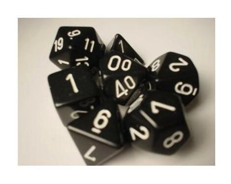 Dice Opaque Polyhedral 7-Die Sets - Black w/white