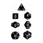 Dice Opaque Polyhedral 7-Die Sets - Black w/white