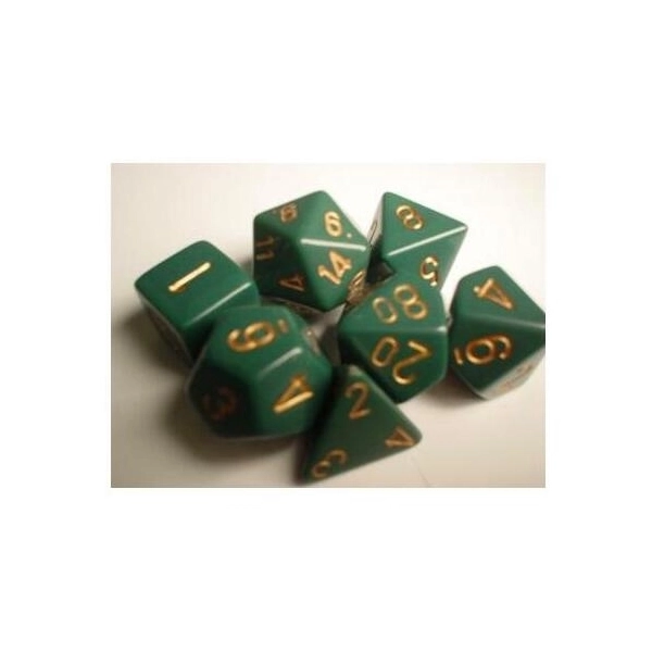 Dice Sets Green/Copper Dusty Opaque Polyhedral 7-Die Set