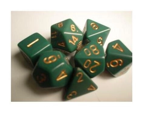 Dice Sets Green/Copper Dusty Opaque Polyhedral 7-Die Set