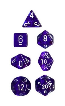 Translucent Polyhedral 7-Die Set - Blue/white