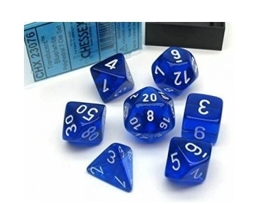 Translucent Polyhedral 7-Die Set - Blue/white