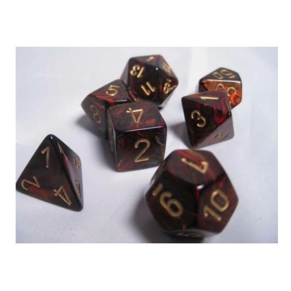 Dice Sets Blue Blood/Gold Scarab Polyhedral 7-Die Set