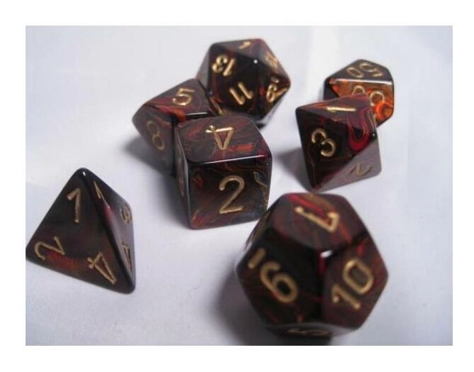 Dice Sets Blue Blood/Gold Scarab Polyhedral 7-Die Set