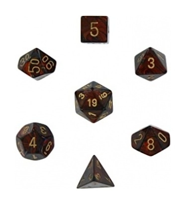 Dice Sets Blue Blood/Gold Scarab Polyhedral 7-Die Set