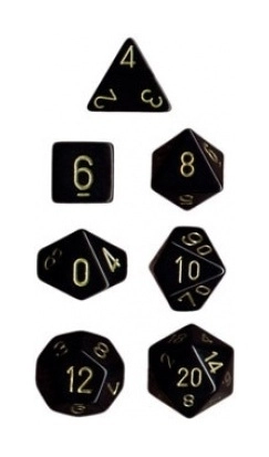 Dice Sets Black/Gold Opaque Polyhedral 7-Die Set