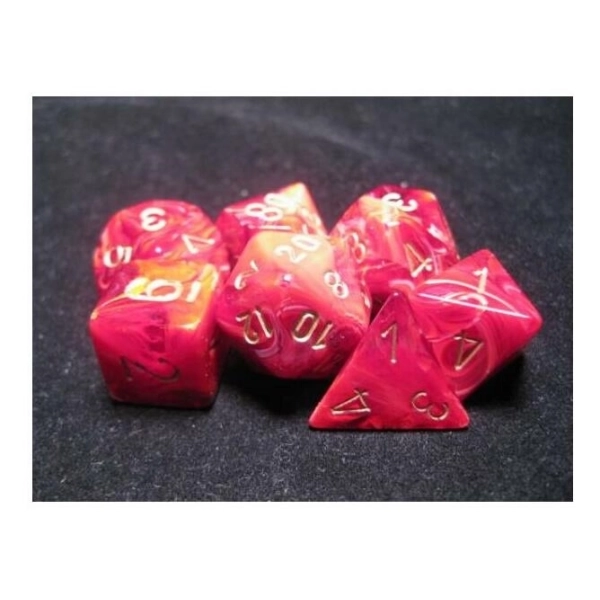 Dice Sets Burgundy/Gold Vortex Polyhedral 7-Die Set