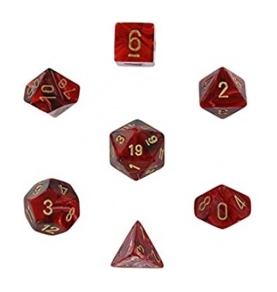 Dice Sets Burgundy/Gold Vortex Polyhedral 7-Die Set