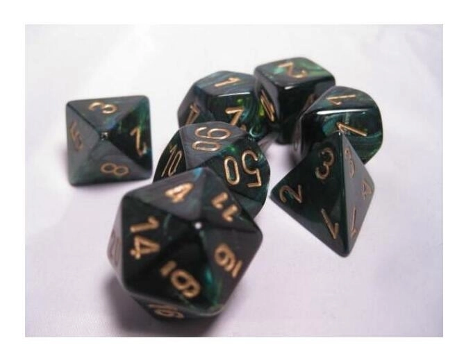 RPG Dice Sets Jade/Gold Scarab Polyhedral 7-Die Set