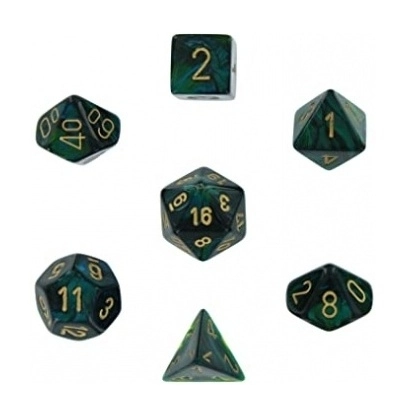 RPG Dice Sets Jade/Gold Scarab Polyhedral 7-Die Set