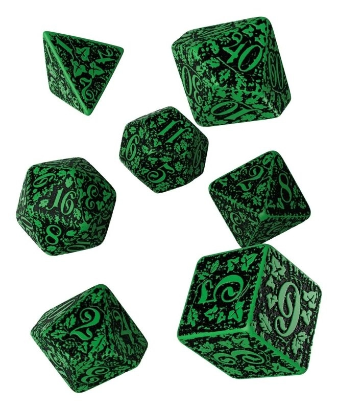 Forest 3D Green & black Dice Set (7)