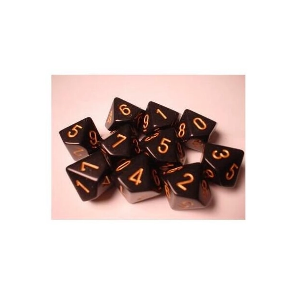 Dice Sets Black/Gold Opaque d10 Set (10)