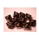 Dice Sets Black/Gold Opaque d10 Set (10)