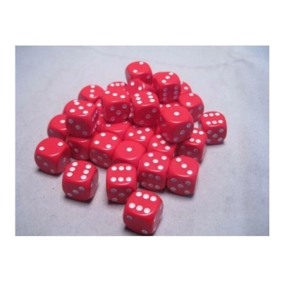 Dice Sets Red/White Opaque 12mm d6 (36)