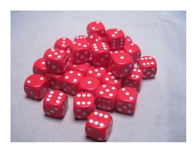 Dice Sets Red/White Opaque 12mm d6 (36)