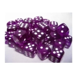 Dice Sets Purple/White Translucent 12mm d6 (36)