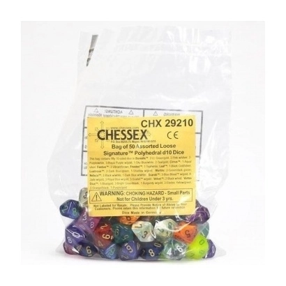 Bag of 50 Asst. Loose Signature Poly. d10 Dice