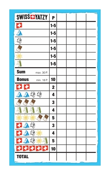 Swiss Yatzy Zusatzblöcke 2x50 Blatt