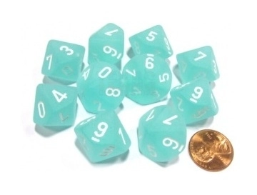 Chessex Ten D10 Sets - Frosted Teal w/white