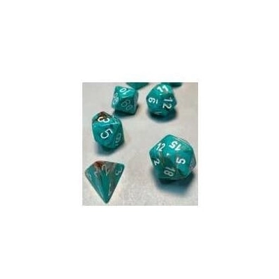 Marble Oxi-Copper/white Set of Ten d10s