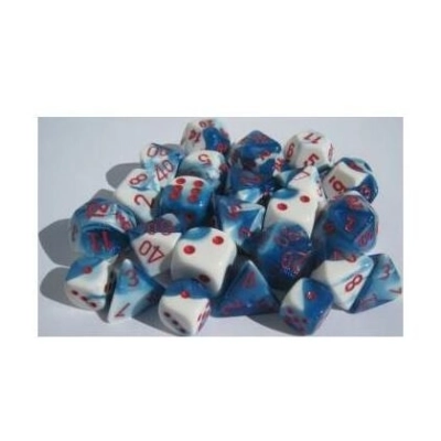 Gemini 16mm d6 with pips Dice Blocks (12 Dice) - Astral Blue-White w/red