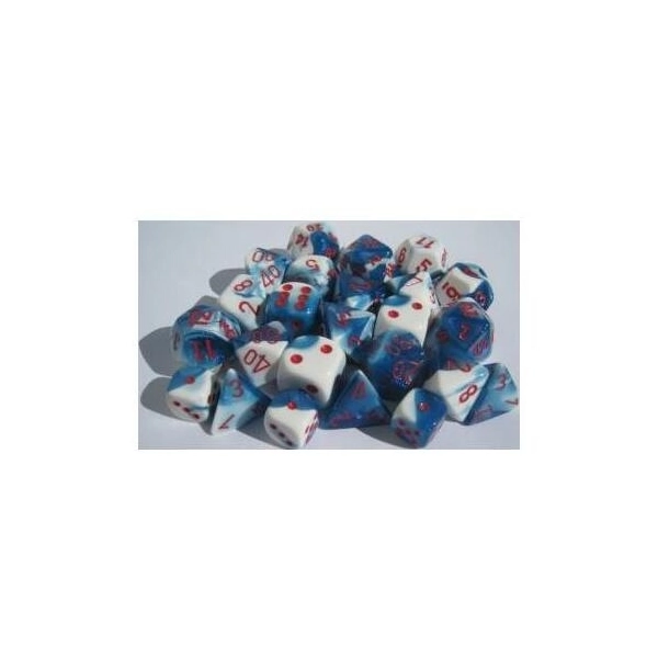 Gemini 16mm d6 with pips Dice Blocks (12 Dice) - Astral Blue-White w/red