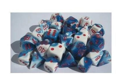 Gemini 16mm d6 with pips Dice Blocks (12 Dice) - Astral Blue-White w/red