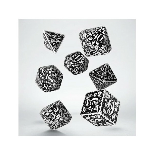 Forest 3D White & black Dice Set (7)