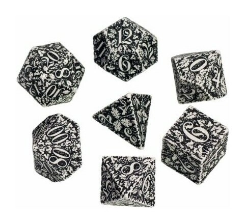 Forest 3D White & black Dice Set (7)