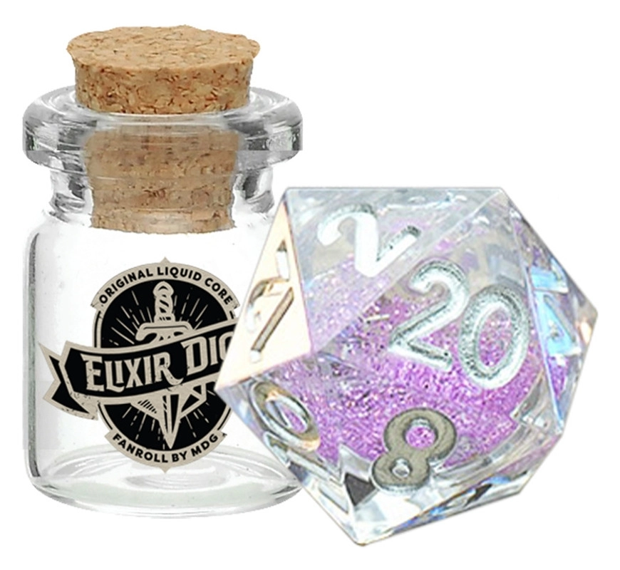 55mm D20 Elixir Liquid Core Dice Sorcerous Swirl