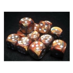 16mm d6 with pips Dice Blocks (12 Dice) - Lustrous Gold w/silver