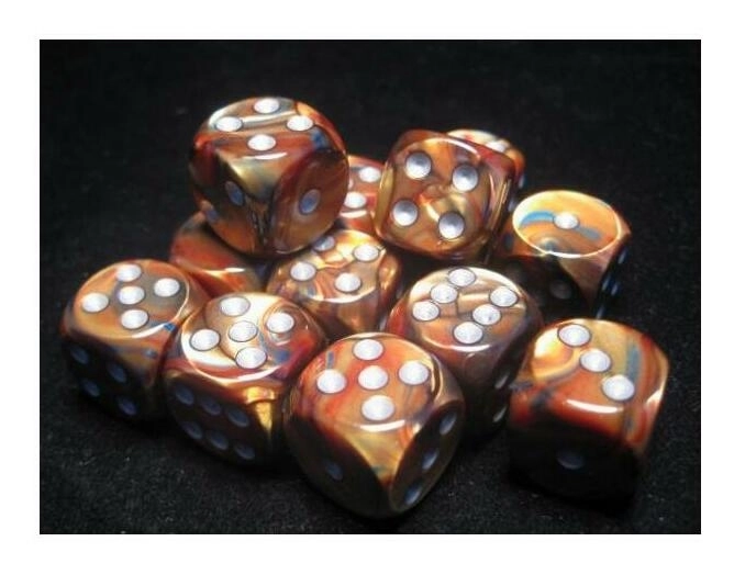 16mm d6 with pips Dice Blocks (12 Dice) - Lustrous Gold w/silver