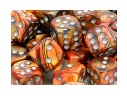 16mm d6 with pips Dice Blocks (12 Dice) - Lustrous Gold w/silver