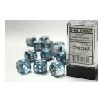 16mm d6 with pips Dice Blocks (12 Dice) - Lustrous Slate w/white