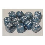 16mm d6 with pips Dice Blocks (12 Dice) - Lustrous Slate w/white