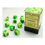 Gemini 12mm d6 Dice Blocks with pips Dice Blocks (36 Dice) - Green-Yellow w/silver