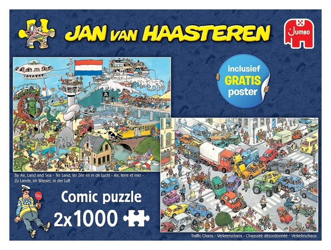 Zu Lande, im Wasser, in der Luft & Verkehrschaos - Jan van Haasteren - 2x 1000 Teile