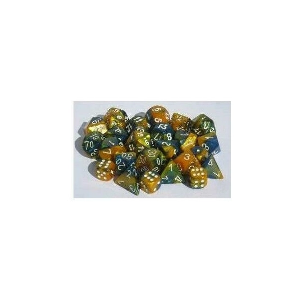 Bulk Dice Sets Masquerade-Yellow/white Gemini Bag of 20