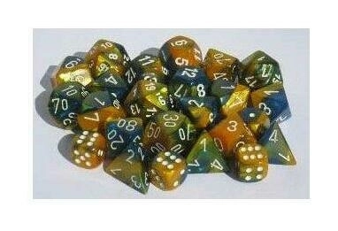 Bulk Dice Sets Masquerade-Yellow/white Gemini Bag of 20