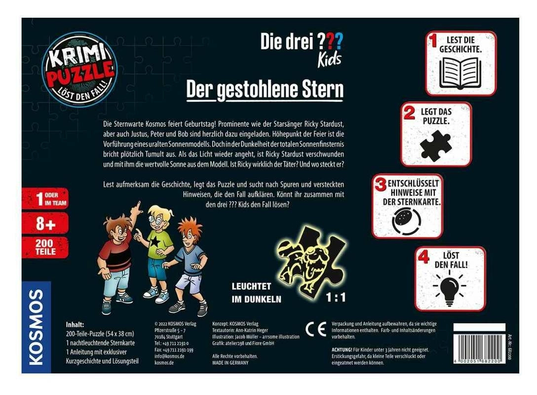 Krimipuzzle: Die drei ??? Kids Der gestohlene Stern (200 Teile)