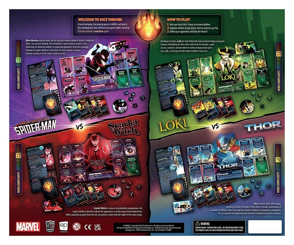 Dice Throne Marvel 4-Hero Box (Scarlet Witch, Thor, Loki, Spider-Man) - EN