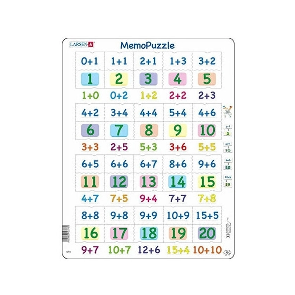 Lernpuzzle - Memo Rechnen Addition (0-20)