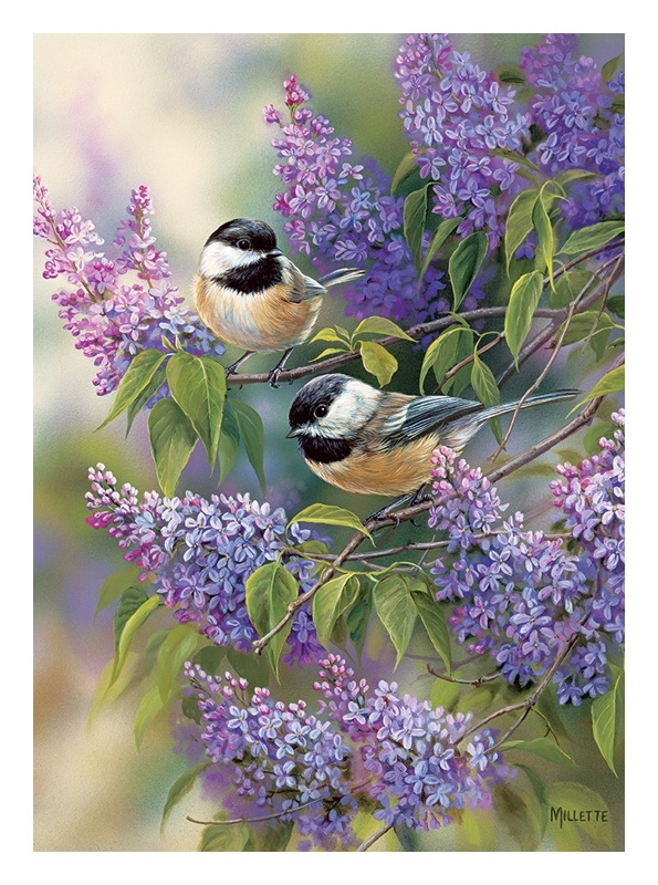 Chickadees and Lilacs - Rosemary Millette