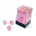 Chessex Translucent Pink/white 12mm d6 Dice Block (36 dice)