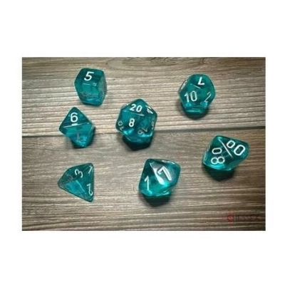 Translucent Polyhedral Teal/white 7-Die Set