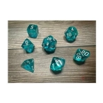 Translucent Polyhedral Teal/white 7-Die Set