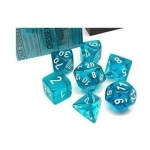 Translucent Polyhedral Teal/white 7-Die Set