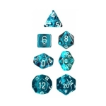 Translucent Polyhedral Teal/white 7-Die Set